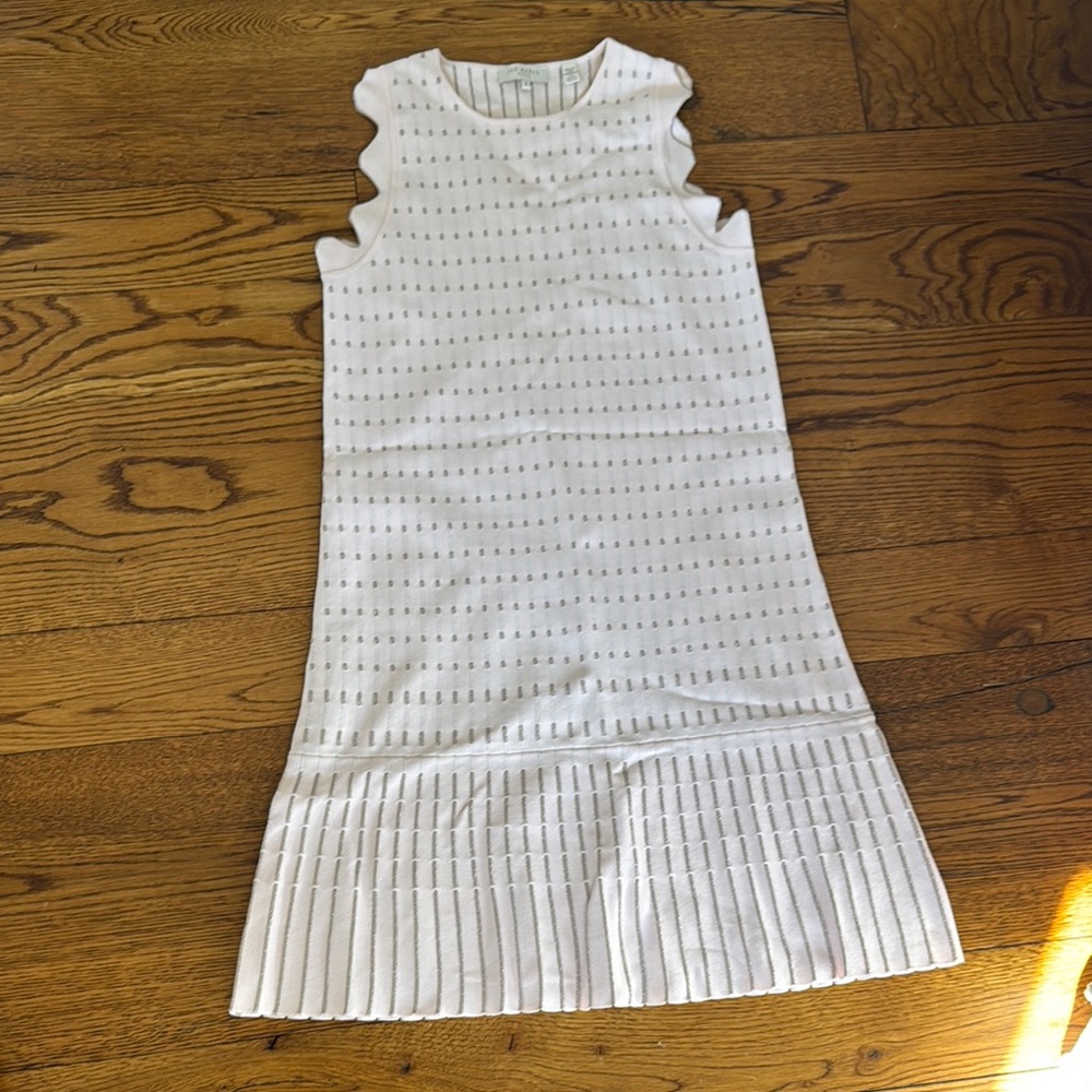 Ted Baker White Ribbed Cut Out Midi Dress